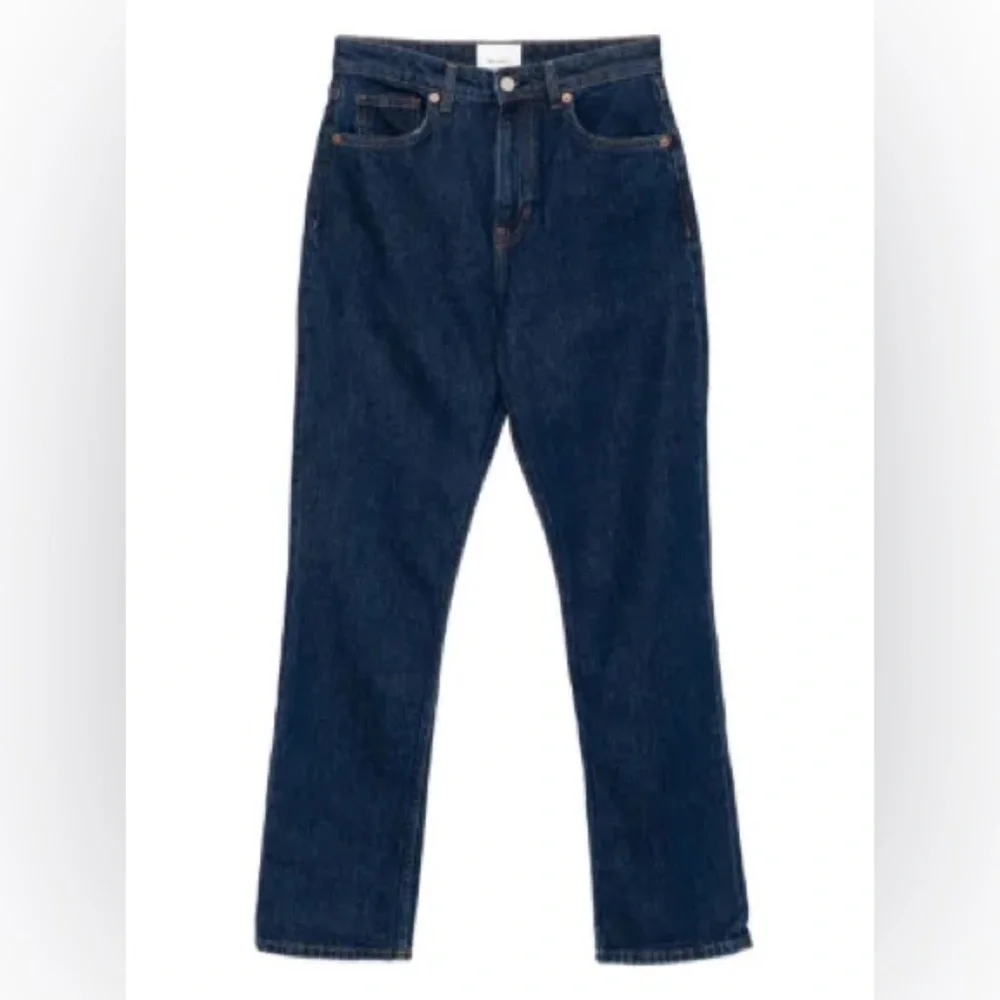 REFORMATION Jax Stretch High Rise Straight Jeans Dark Blue - Picture 9 of 16